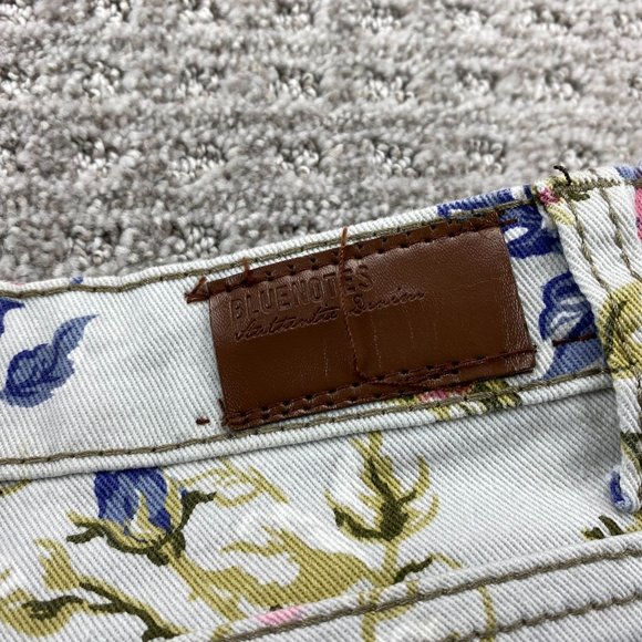 Blue Notes Floral Jeans Women 34 White Denim Pants Low Rise Super Skinny 34X30 - Picture 6 of 16